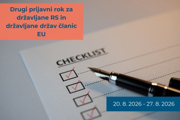 List of available places for the 2nd application period for candidates with slovenian and EU citizenship and for Slovenians abroad