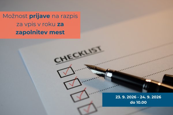 Možnost prijave na razpis za vpis v roku za zapolnitev mest
